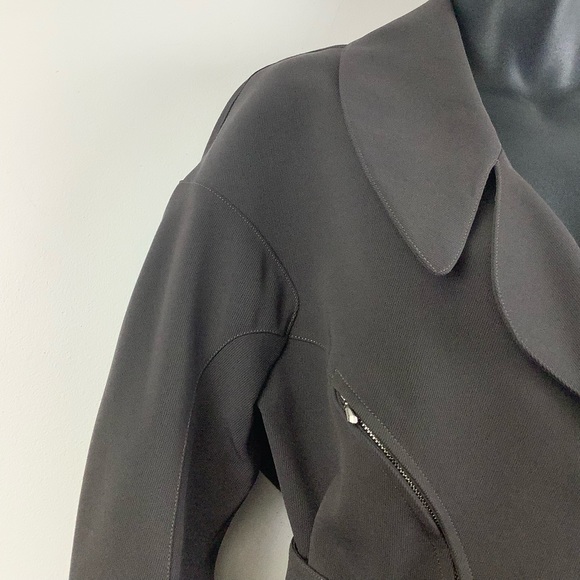 Thierry Mugler Vintage Wool Belted Zip Peplum Jacket in Dark Grey - Picture 5 of 7